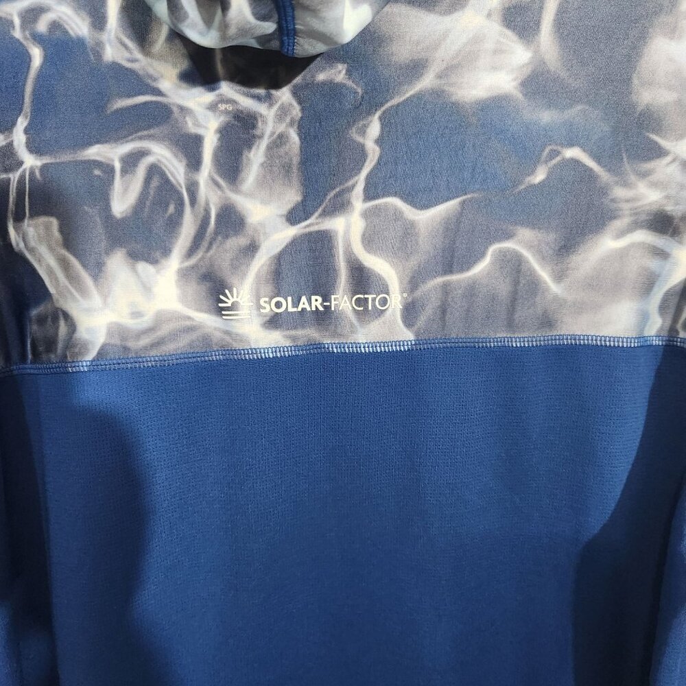 Habit Shirt Mens Large Long Sleeve Hoodie Blue Water Pattern Travel Beach Swim - Picture 5 of 10